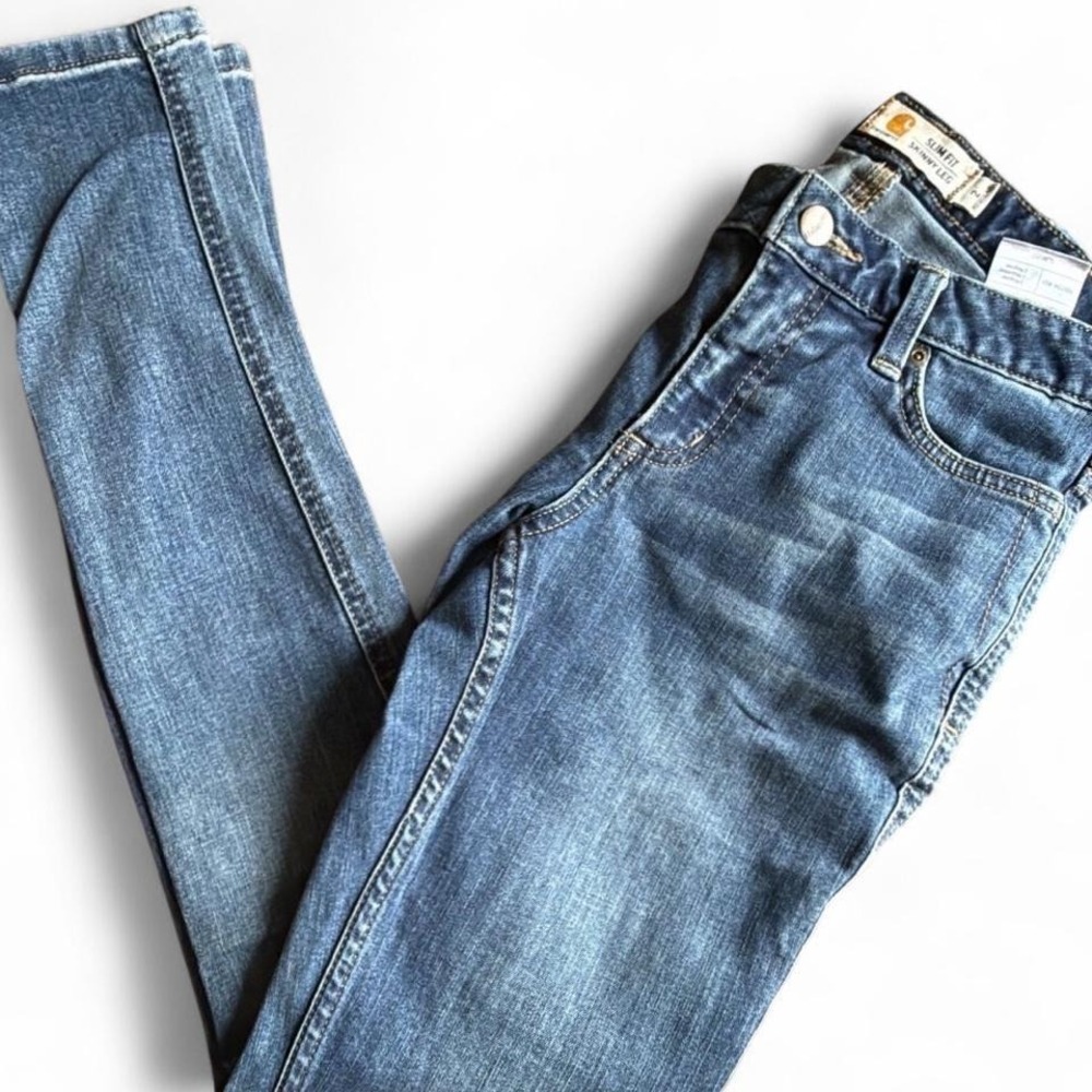 Carhartt Slim Fit Skinny Leg Jeans Womens Size 2 Medium Wash Denim Blue Pants